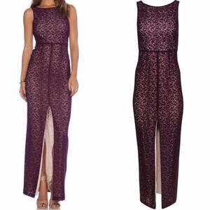 Alice + Olivia Gemma Plum Lace Long Dress